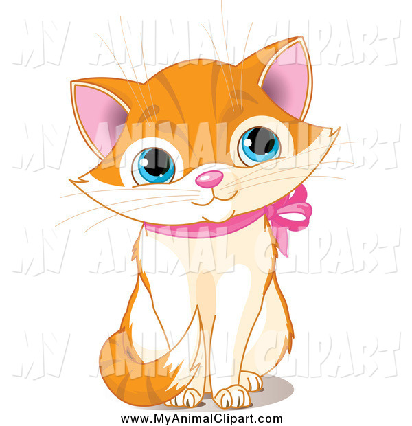 Clip Art Of A Cute Kitten With A Pink Ribbon Collar By Pushkin