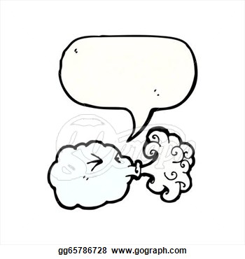 Clipart   Cartoon Cloud Blowing Wind  Stock Illustration Gg65786728