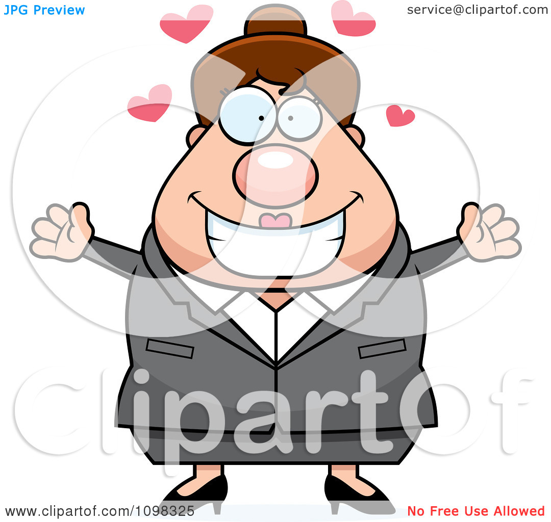 Clipart Loving Chubby Caucasian Business Lady   Royalty Free Vector    