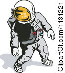 Clipart Of A Retro Astronaut And Lunar Module On The Moon With Earth