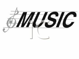 Clipart Picture Of A Staff With A Treble Clef And Music