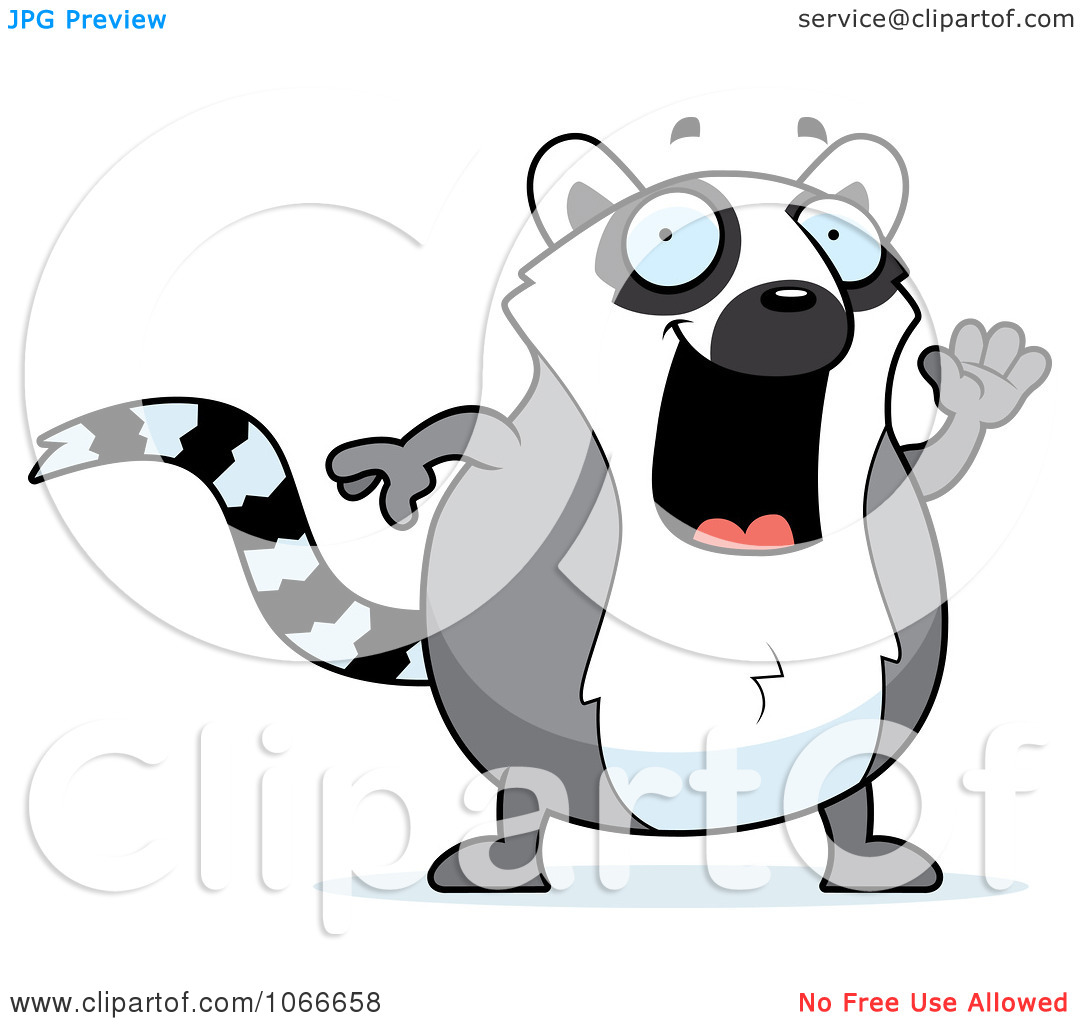 Clipart Pudgy Lemur Waving   Royalty Free Vector Illustration By Cory