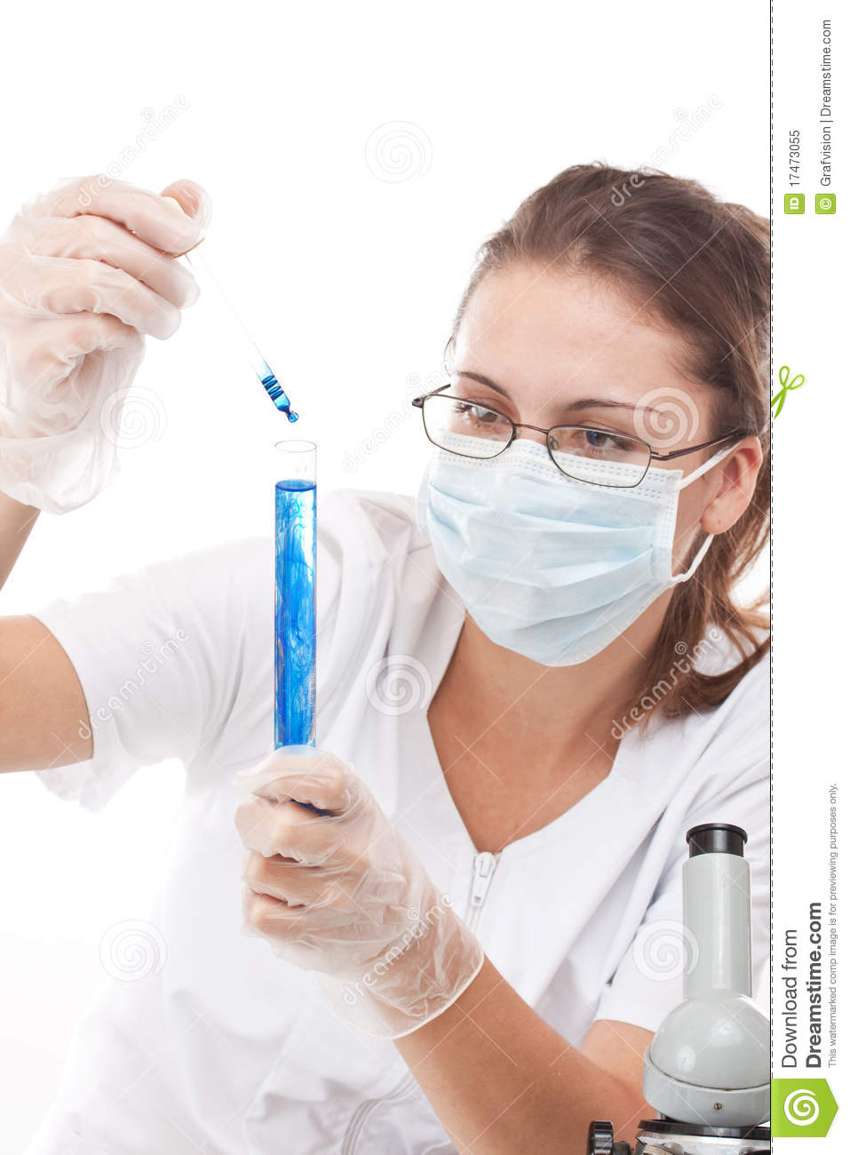 Female Chemist Using Test Tubes Royalty Free Stock Photo   Image