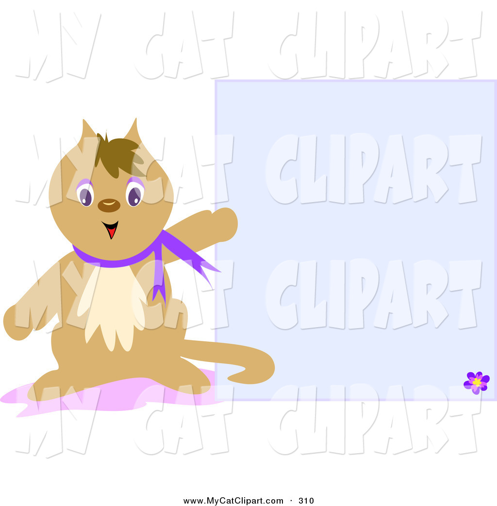 Larger Preview  Clip Art Of A Brown Kitten Wearing A Purple Collar