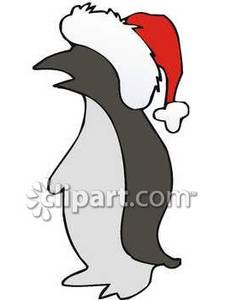 Penguin Wearing A Santa Hat   Royalty Free Clipart Picture