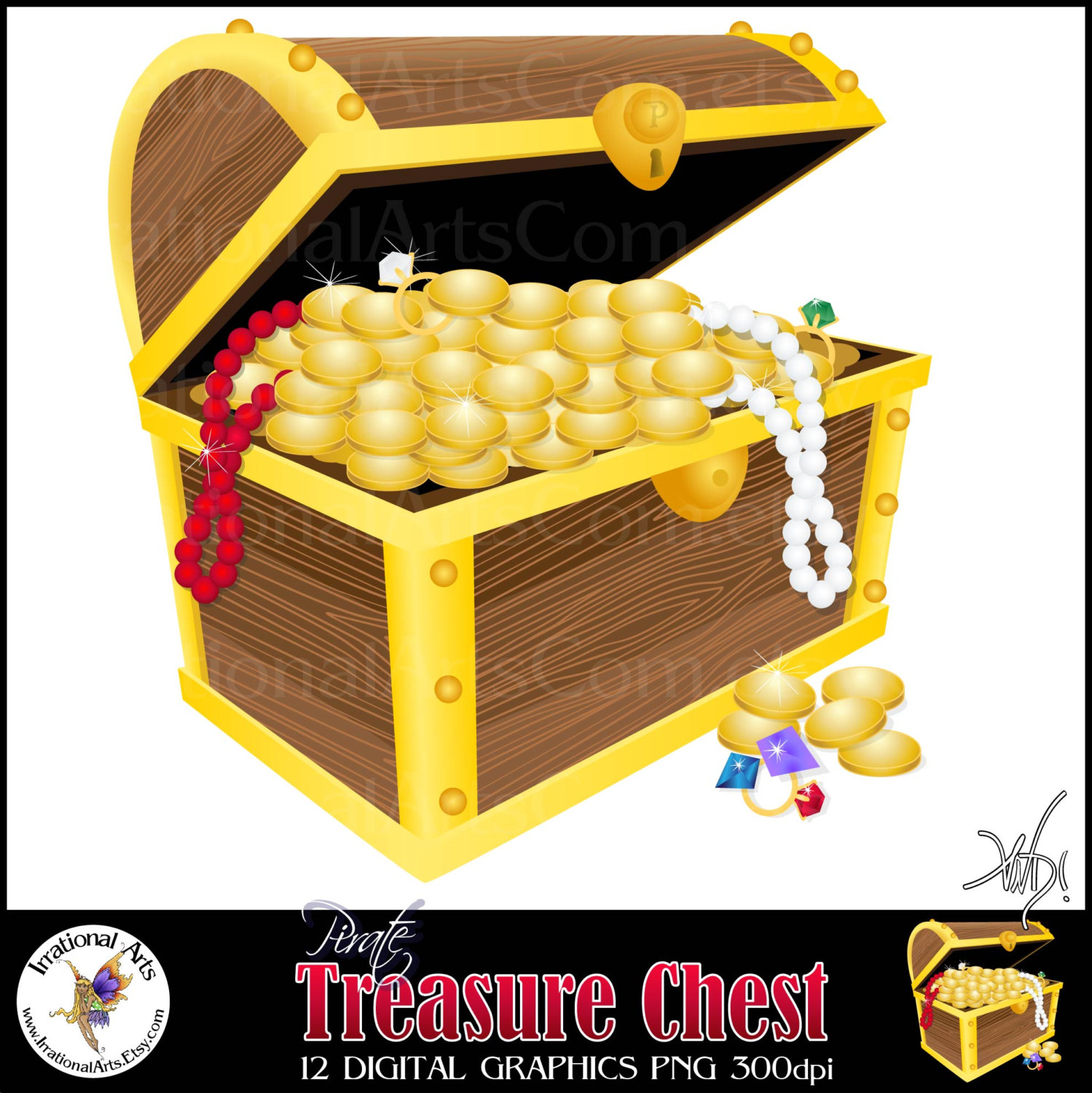 Pirate Treasure Chest Digital Clipart Graphics By Irrationalarts