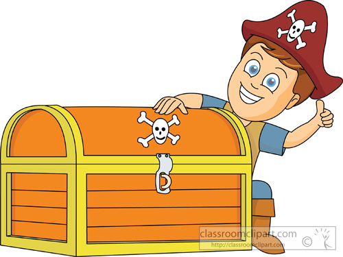 Pirates   Pirate With Treasure Chest 314   Classroom Clipart