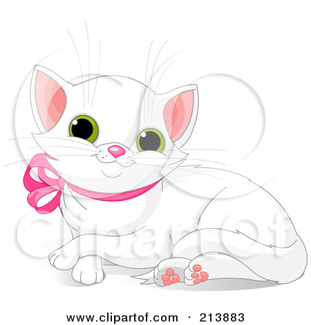 Royalty Free  Rf  Clipart Illustration Of A Resting White Kitten With