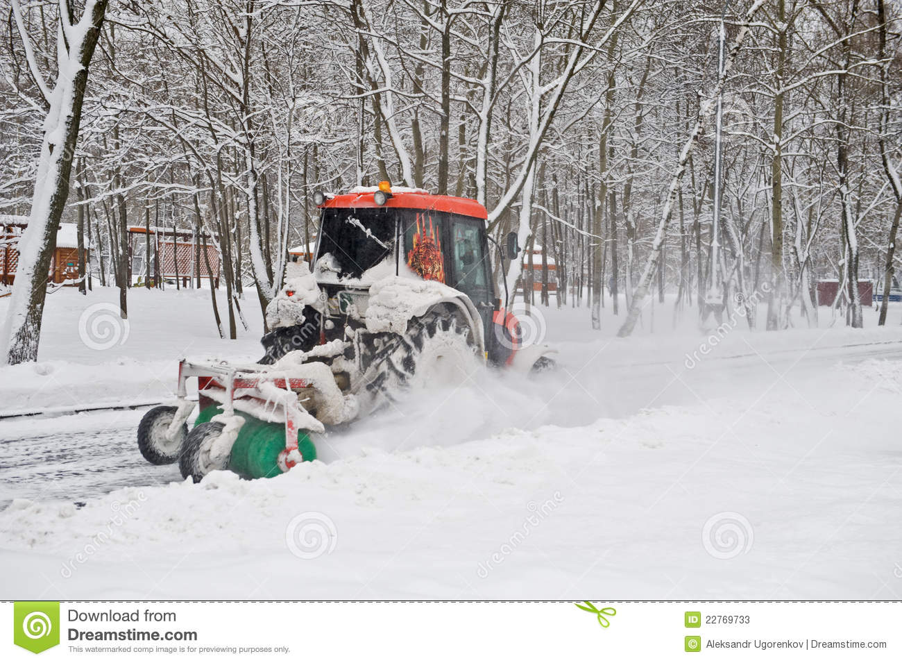 Small Tractor Snow Removal In The Park Stock Photos   Image  22769733