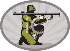 Soldier With A Rocket Launcher   Royalty Free Clipart Picture