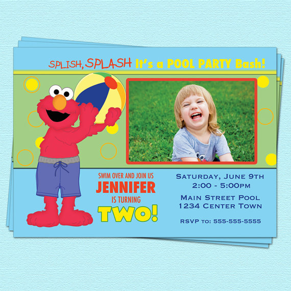 To Elmo Birthday Pool Party Invitations Sesame Street Swim On Etsy