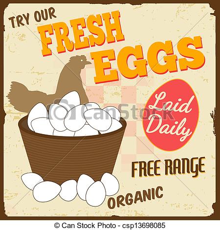 Vector Of Fresh Eggs Vintage Poster   Fresh Eggs Vintage Retro Grunge    