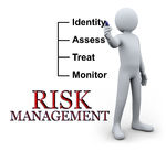 3d Man Writing Risk Management   3d Illustration Of Person