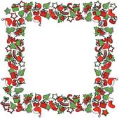 Blank Christmas Frame With Traditional Christmas Symbols   Clipart
