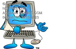 Broken Computer Cartoon Character