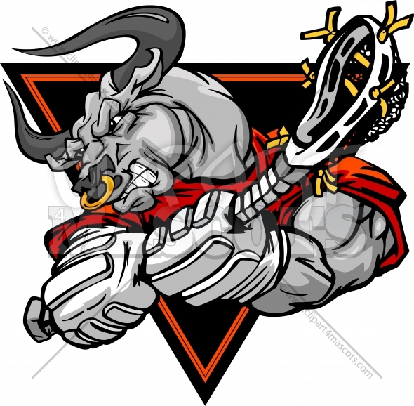 Bull Lacrosse Clipart   Lacrosse Player Bull Mascot Cartoon Vector    
