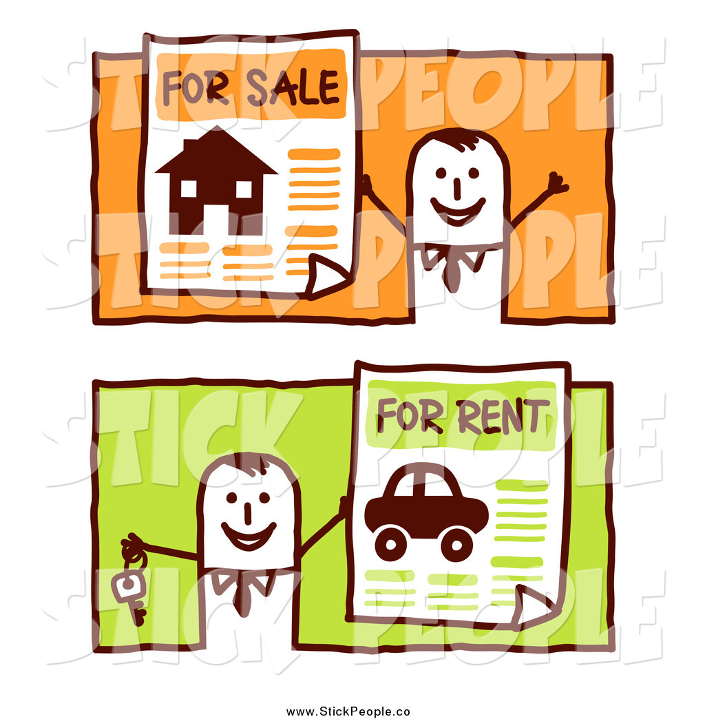 Business Men With House For Sale And Car For Rent Signs By Nl Shop