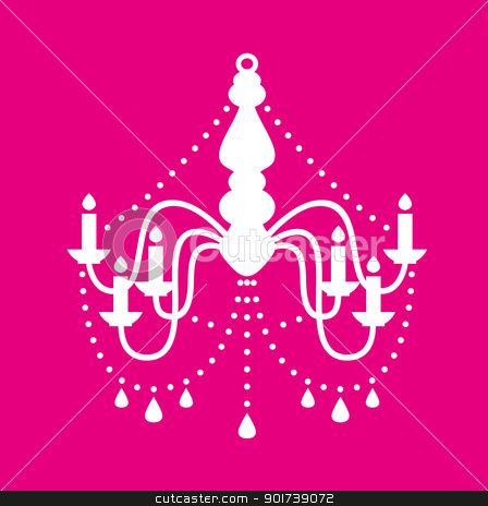 Chandelier Isolated On Pink Stock Vector Clipart White Chandelier