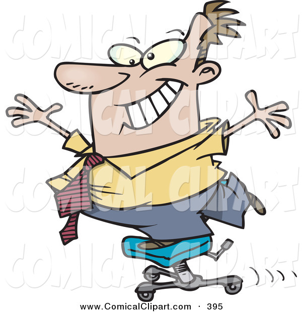 Clip Art Grinning Business Man Clowning Around While Standing