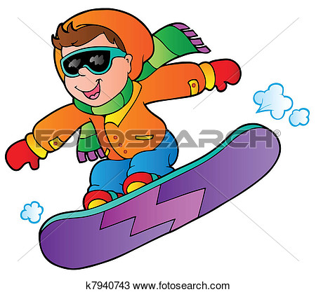 Clipart   Caricatura Ni O En Snowboard K7940743   Buscar Clip Art