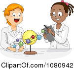 Clipart Male And Female Students Studying The Solar System In Science    