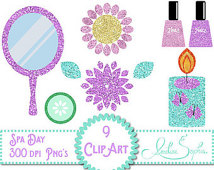 Day Clipart Beauty Spa Clip Art Purple Pink Mint Glitter Girly Pamper    