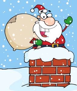 Free Chimney Clipart Image   Santa Going Down The Chimney To Deliver    