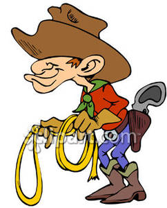 Funny Looking Cowboy   Royalty Free Clipart Picture