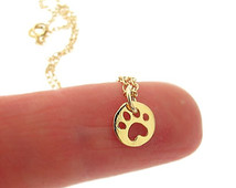Gold Paw Print Necklace   Tiny Dog Charm Delicate Jewelry Clipart