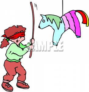 Hit Clipart A Blindfolded Child Trying To Hit A Horse Pinata Royalty