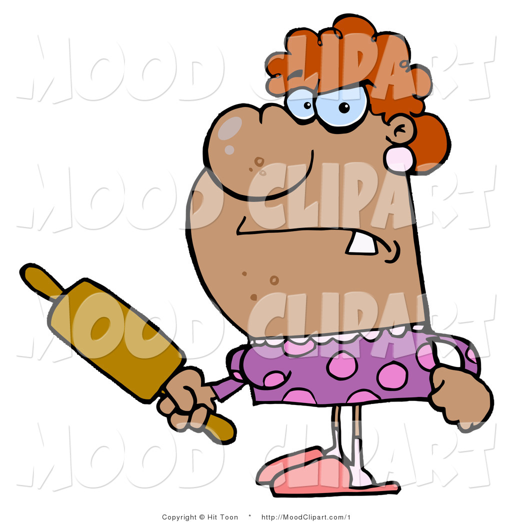 Mood Clip Art Of An Angry Wife Holding A Rolling Pin By Hit Toon    1