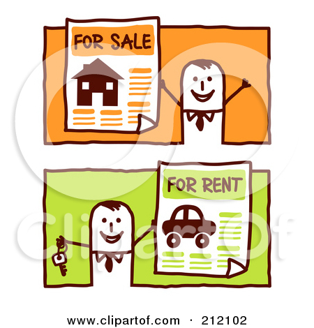 Rf  Clipart Illustration Of A Stick Business Man With Car For Sale