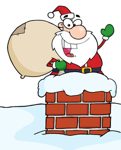 Santa Clipart Image   Santa Claus Going Down A Chimney To Deliver    