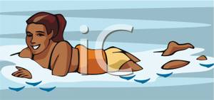 Woman Learning To Swim   Royalty Free Clipart Picture