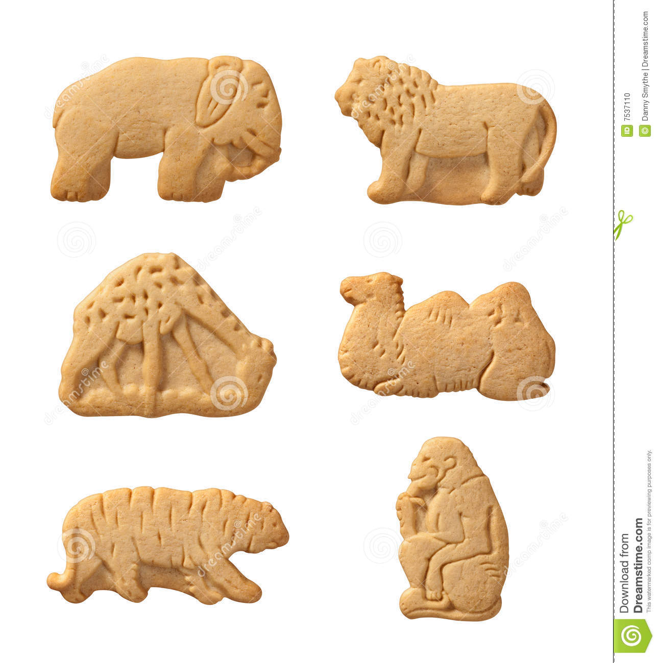 Animal Crackers Isolated On A White Background With A Clipping Path