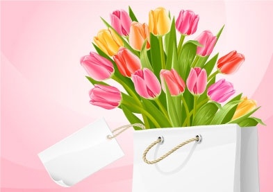 Bouquet Of Tulip Flowers In The White Bag Clip Arts Clip Art    
