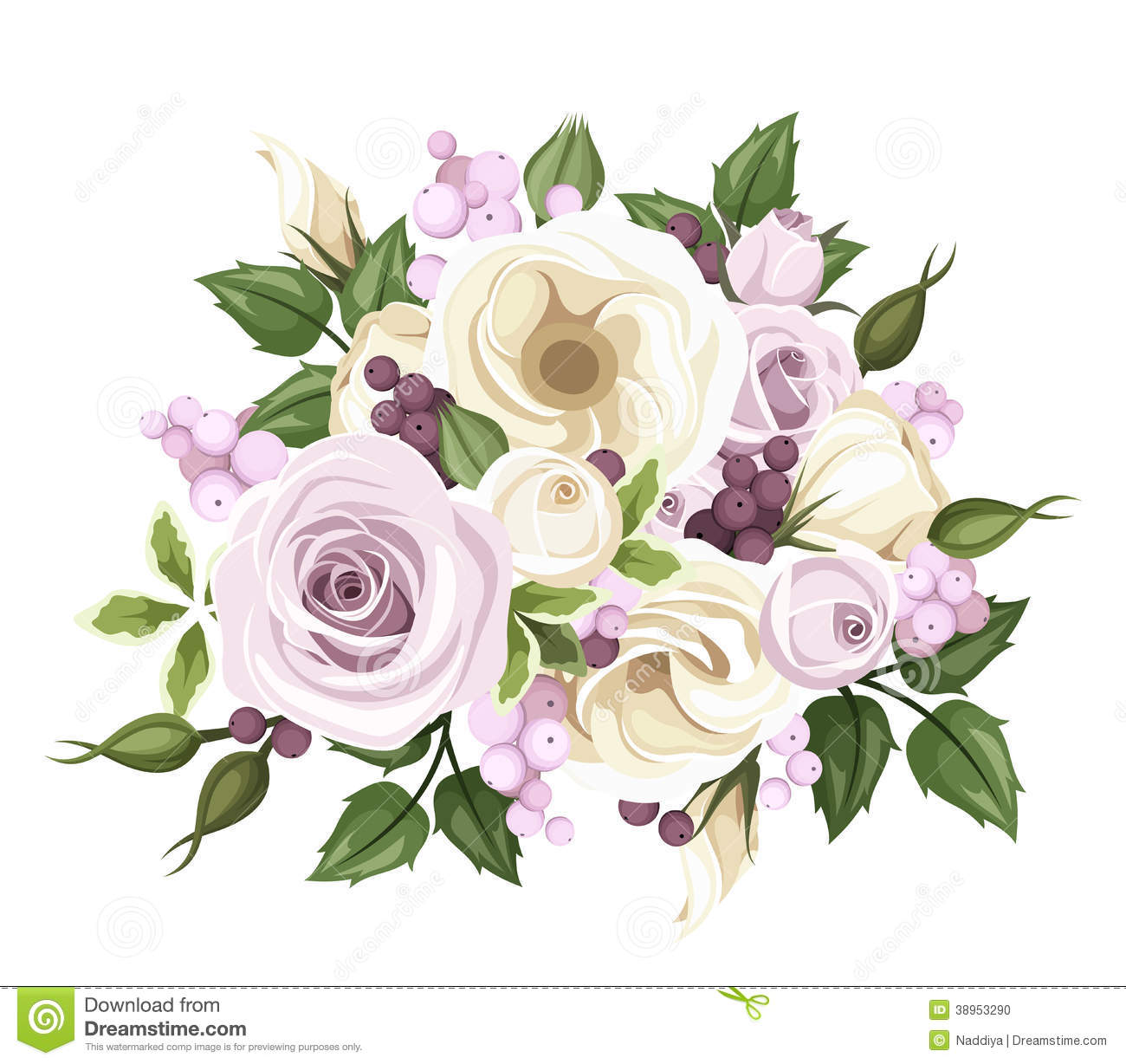 Bouquet With Purple Roses White Lisianthus Flowers Pink And Purple    