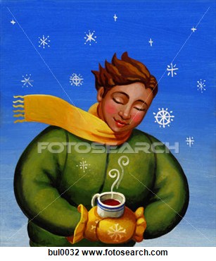 Clip Art   A Person Holding A Hot Cup Of Coffee On A Cold Winter S Day