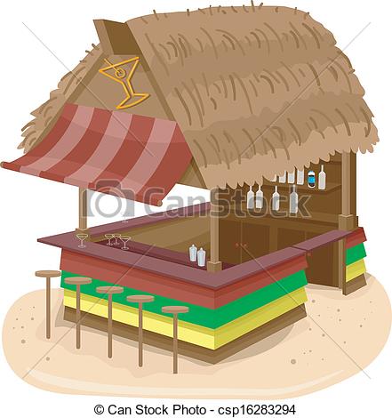 Eps Vectors Of Beach Hut Bar   Illustration Of A Beach Hut Bar Serving