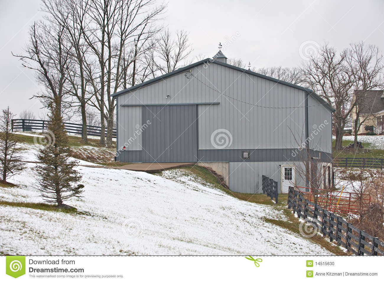 Gray Barn In The Country In Winter Stock Photo   Image  14515630
