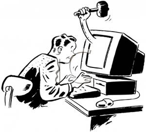 Man Troubleshooting A Computer   Royalty Free Clipart Picture