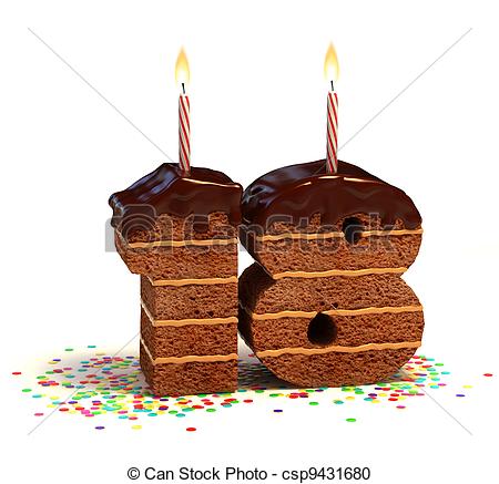 Of Number 18 Shaped Chocolate Cake   Chocolate Birthday Cake