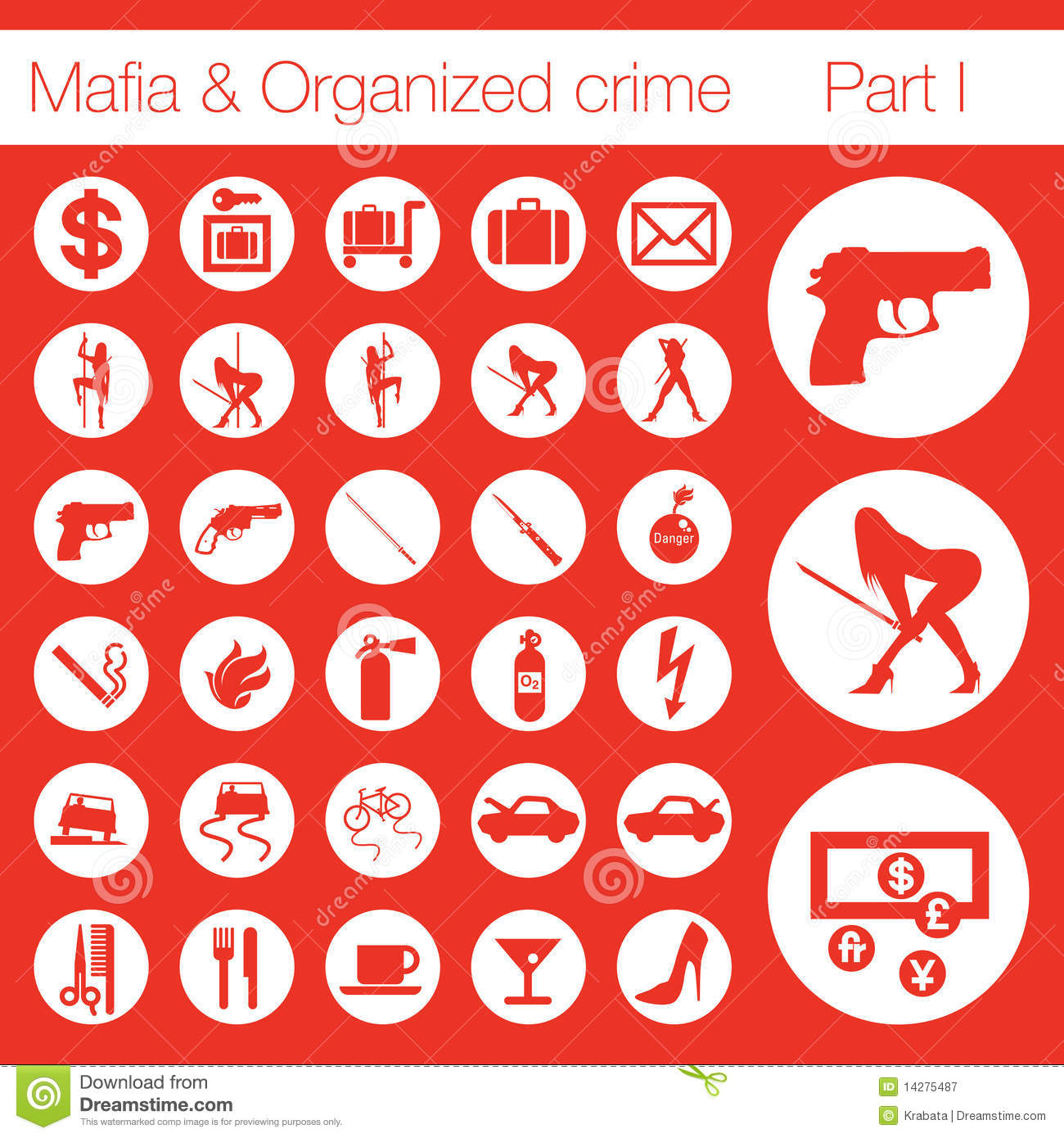 Organized Crime Icon Set Royalty Free Stock Photography   Image    