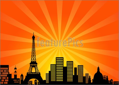 Paris France Downtown City Skyline Illustration  Clip Art To Download