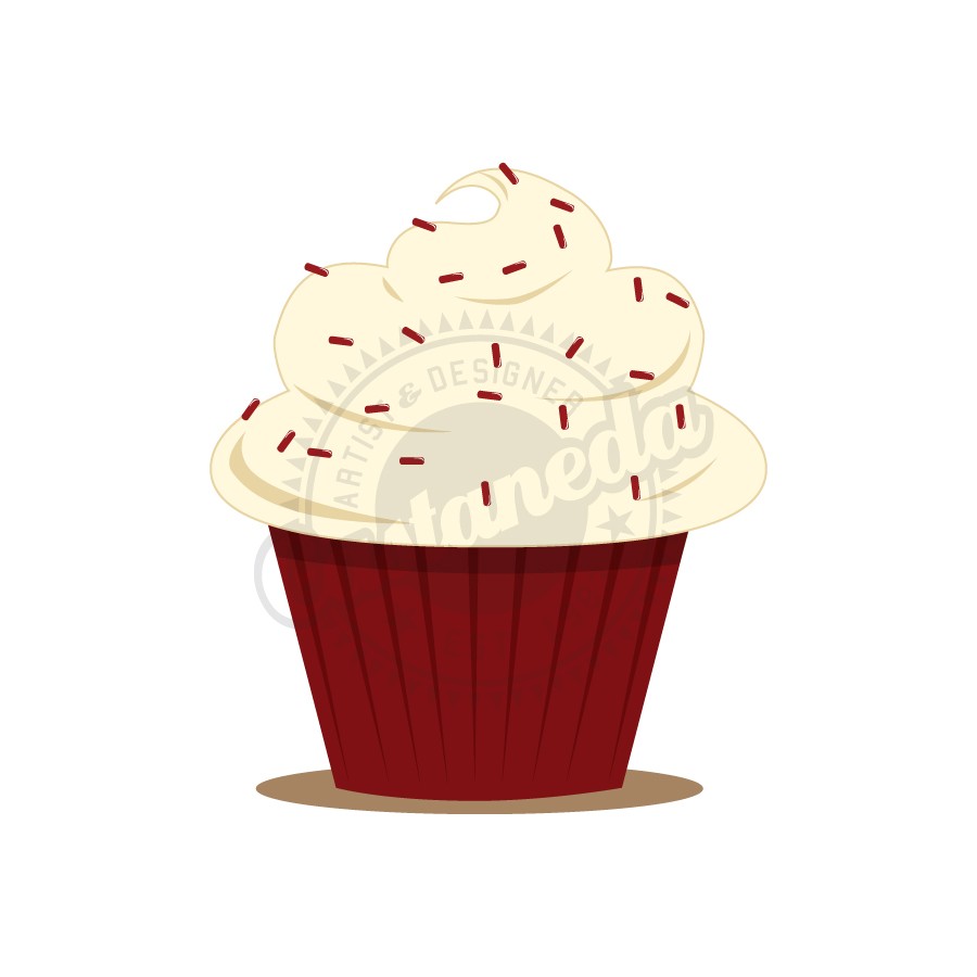 Red Velvet Cupcake Clipart By Gloriacastaneda On Etsy