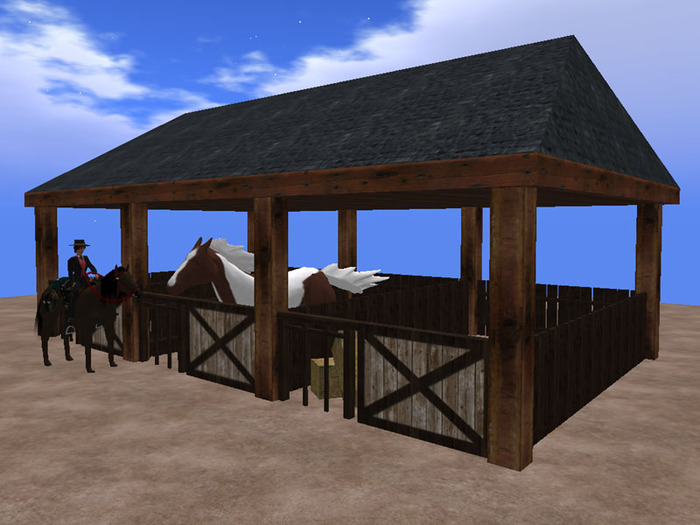 Second Life Marketplace   Re Pole Barn Horse Stall   Western Old West