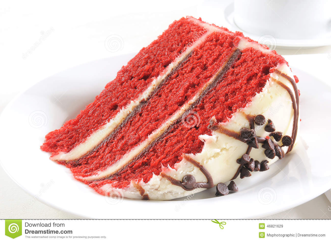 Slice Of Red Velvet Cake On A High Key Background 