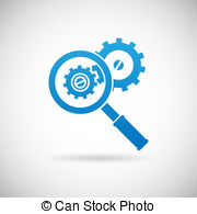 Troubleshooting Symbol Magnifying Glass And Gears Icon Design Template