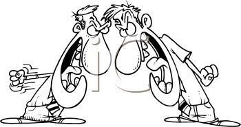 Two Angry Men Arguing And Fighting   Royalty Free Clip Art Picture