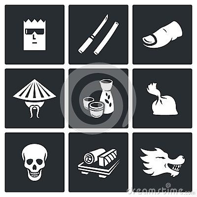 Vector Isolated Flat Icons Collection On A Black Background For Design    